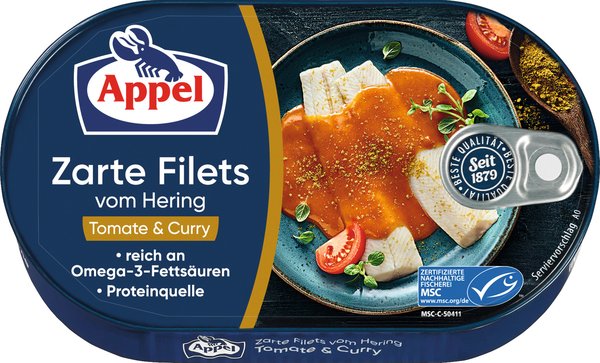 Appel Heringsfilets Tomate & Curry 200g
