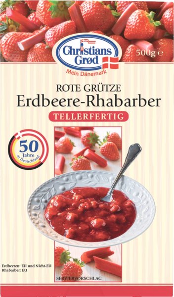 Christians Grod Rote Grütze Erdbeere-Rhabarber 500g
