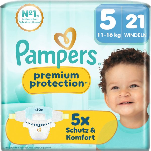 Pampers Premium Protection Windeln Gr.5 Junior 11-16kg 21 Stück