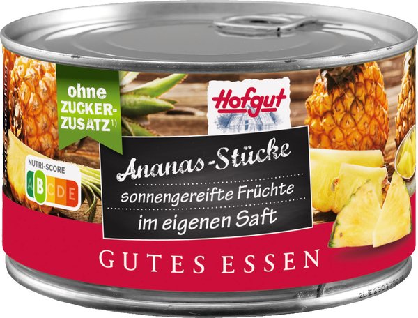 Hofgut Ananas-Stücke im eigenen Saft 236ml