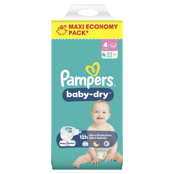 Pampers Baby Dry Windeln Gr.4 Maxi 9-14kg 112 Stück
