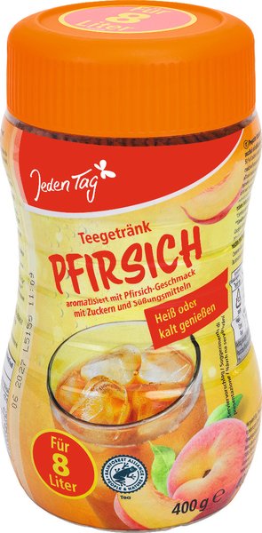 Jeden Tag Pfirsichteegetränk ergibt 8l 400g