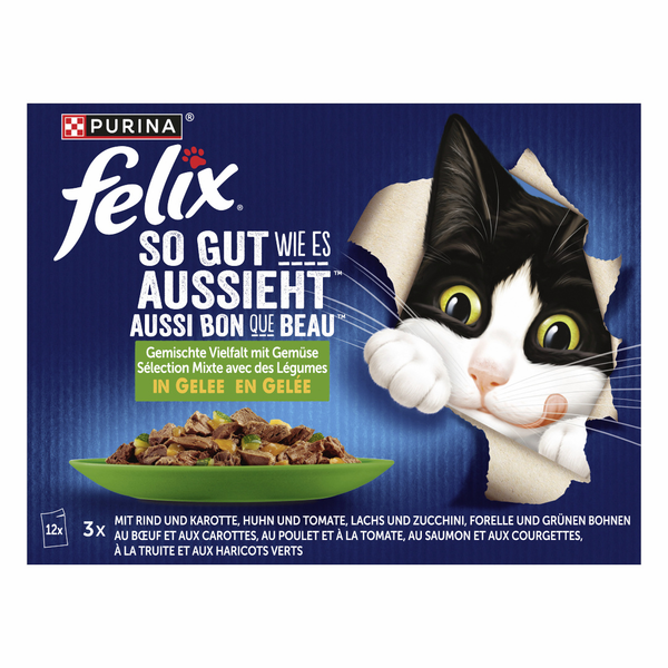 Purina Felix So gut wie es aussieht Gemischte Vielfalt mit Gemüse in Gelee 12x85g