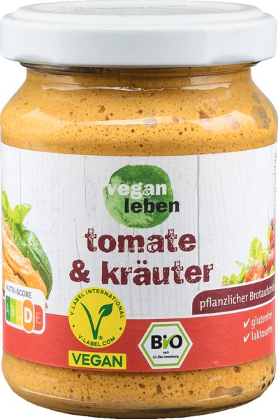 vegan leben Bio pflanzlicher Brotaufstrich Tomate & Kräuter 125g