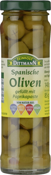 Dittmann Spanische Oliven gefüllt mit Paprikapaste 140g