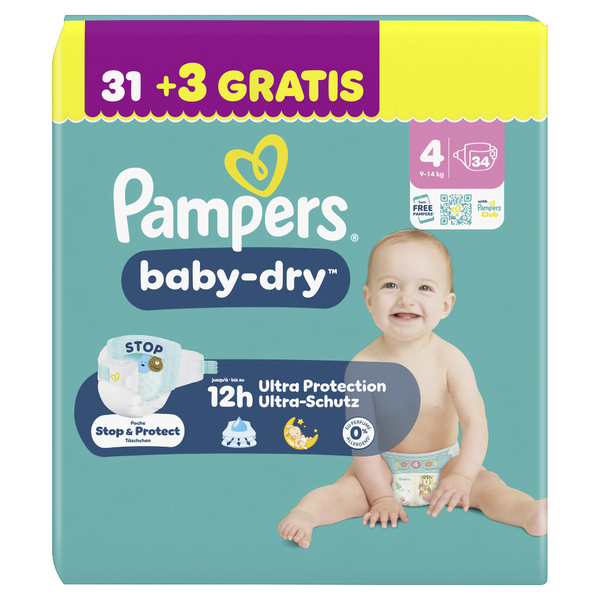 Pampers Baby Dry Windeln Gr.4 Maxi 9-14kg 34 Stück