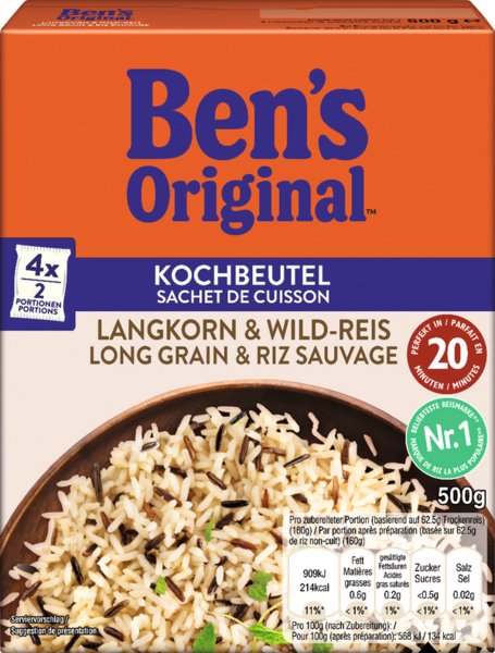 Ben's Original Langkornreis + Wildreis im Kochbeutel 500g