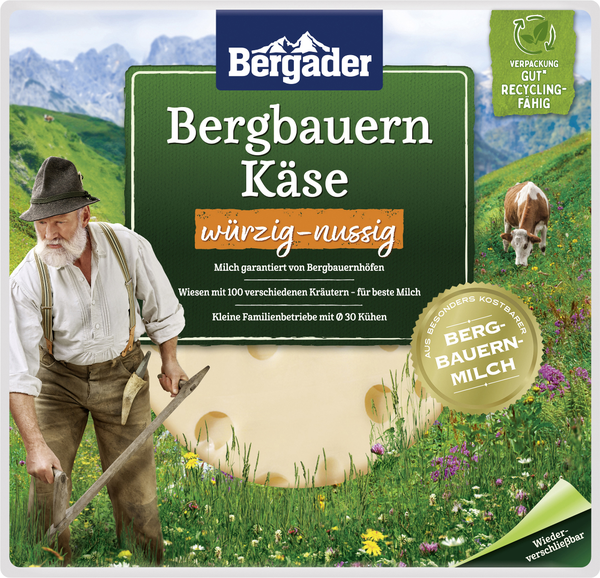 Bergader Bergbauern Käse Scheiben würzig-nussig 150g