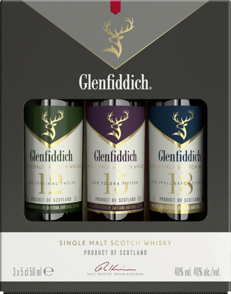 Glenfiddich 12/15/18 Single Malt Scotch Whisky 40% vol. 3x0,05l