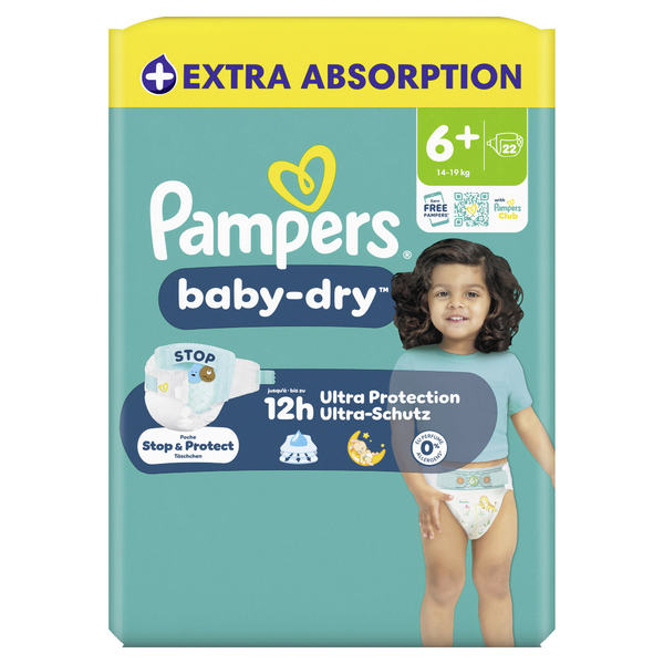 Pampers Baby Dry Windeln Gr.6+ Extra Large Plus 14-19kg 22 Stück