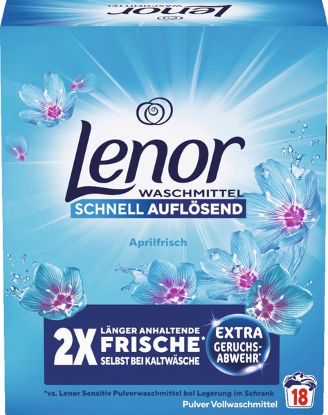 Lenor Vollwaschmittel Pulver Aprilfrisch 0,9kg 18 Waschladungen