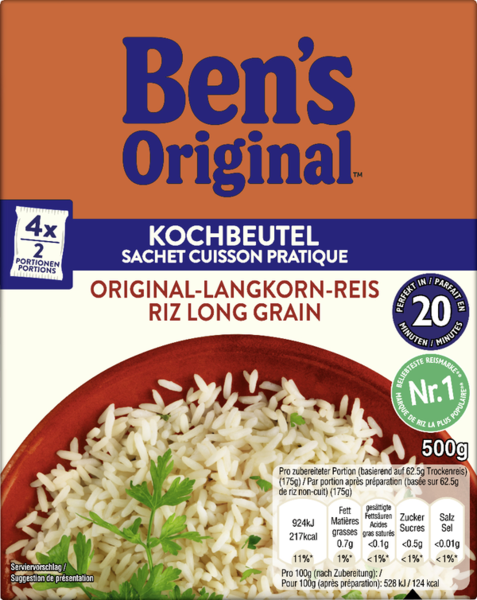 Ben's Original Original-Langkorn-Reis 20-Minuten im Kochbeutel 500g