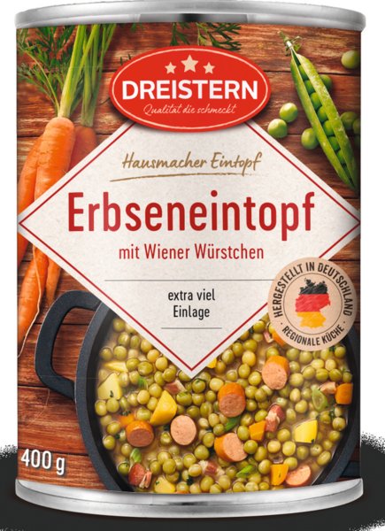 Dreistern Erbseneintopf mit Fleischklößchen 400g