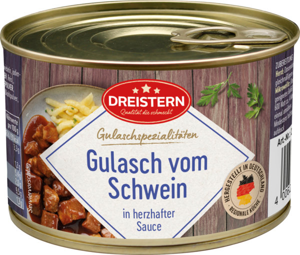 Dreistern Gulasch vom Schwein in feiner Sauce 400g