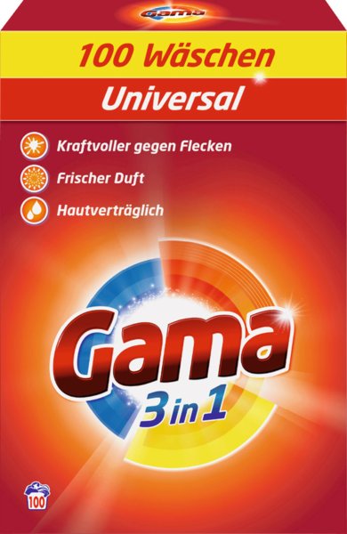 Gama Vollwaschmittel Pulver Universal 6 kg 100 Waschladungen