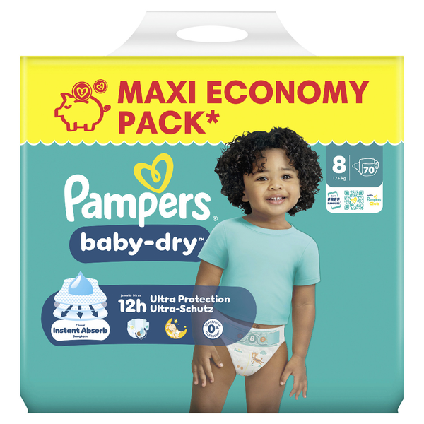 Pampers Baby Dry Windeln Gr.8 Extra Large 17+kg 70 Stück