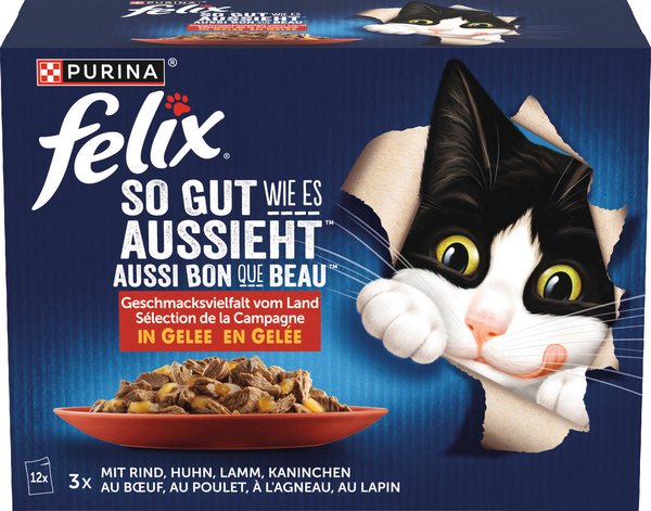 Purina Felix So gut wie es aussieht Geschmacksvielfalt vom Land in Gelee 12x85g