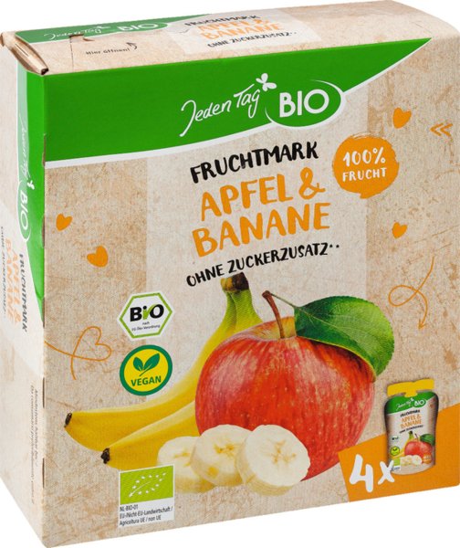Jeden Tag Bio Apfel-Banane Quetschbeutel 4x100g