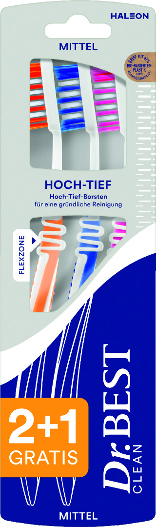 Dr.Best Classic Zahnbürste Hoch-Tief mittel 2+1 