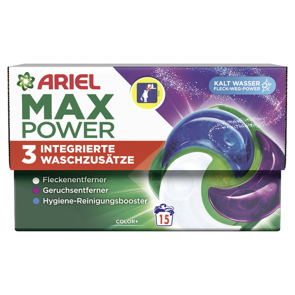 Ariel MaxPower Colorwaschmittel Flüssig Pods 15 Waschladungen