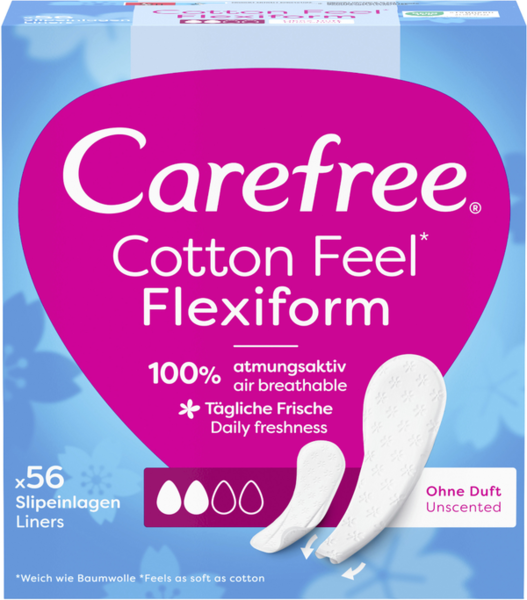 Carefree Slipeinlagen Cotton Feel Flexiform ohne Duft 56 Stück