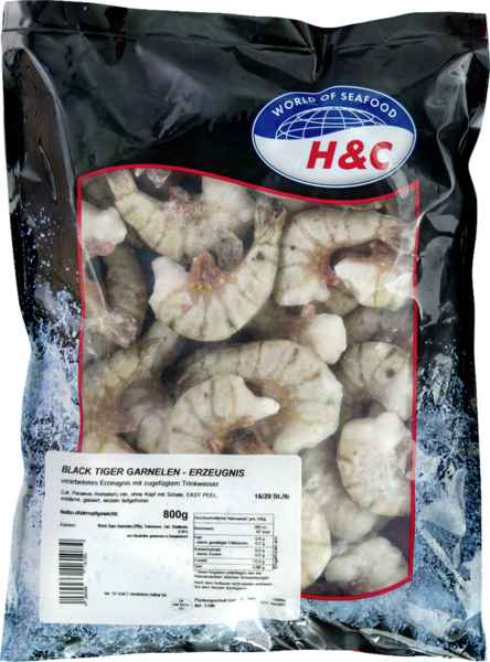 H&C Black Tiger Garnelen 16/20 Stück 800g