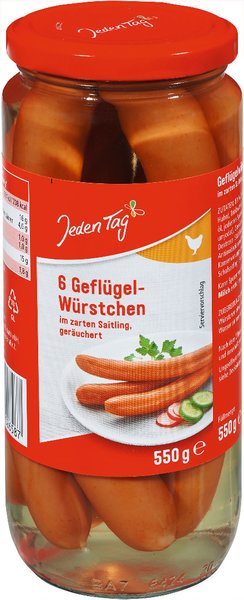 Jeden Tag Geflügelwürstchen 6 Stück 250g