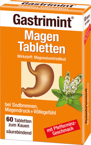 Gastrimint Magentabletten zum Kauen, mit Pfefferminzgeschmack 60 Stück