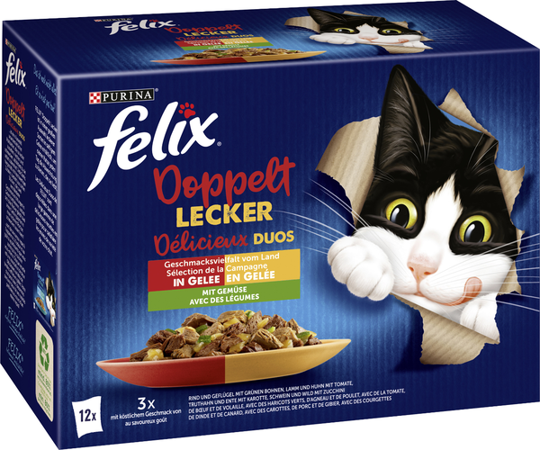 Purina Felix Doppelt Lecker Geschmackvielfalt vom Land in Gelee mit Gemüse 12x85g